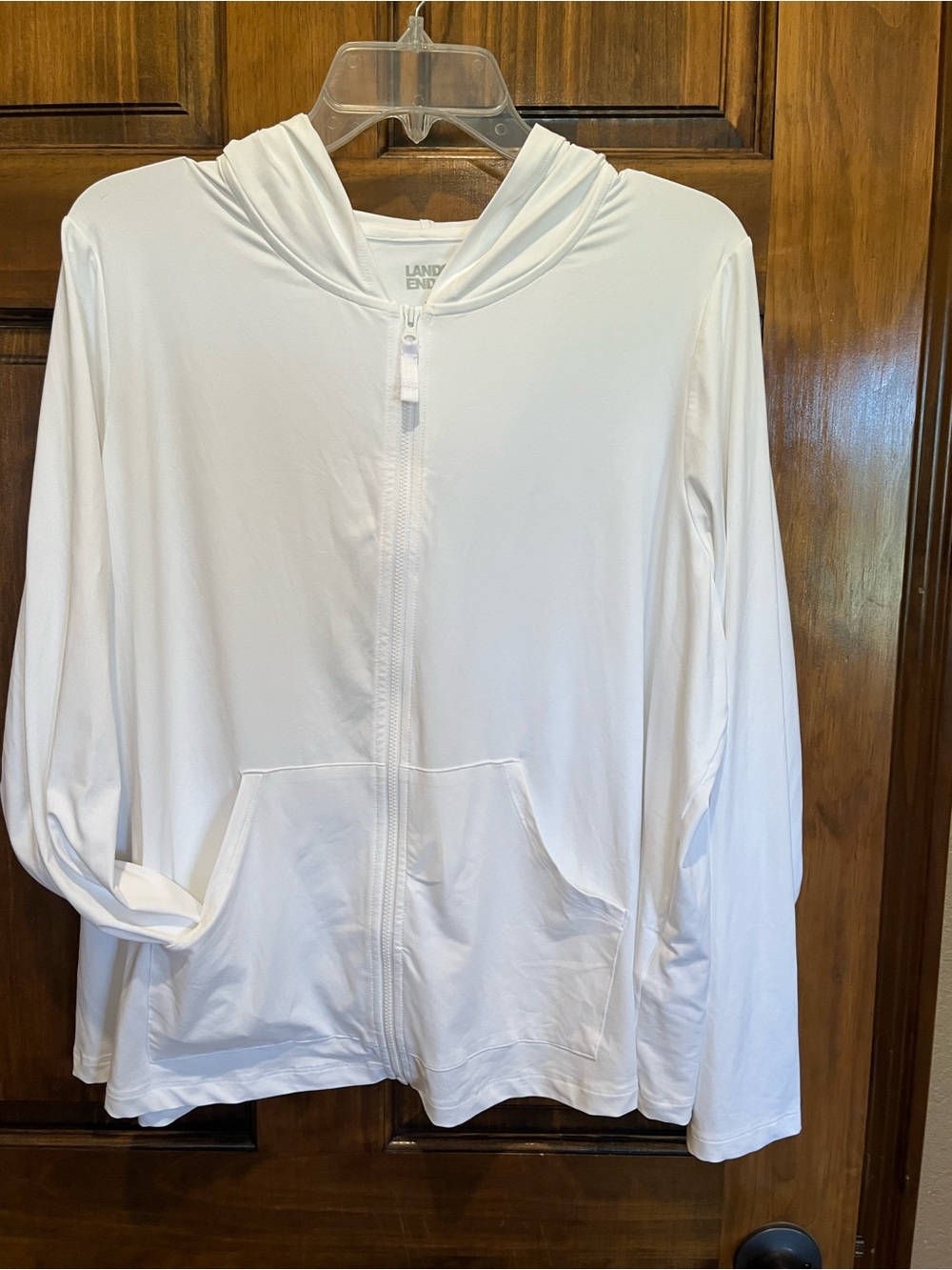 Lands’ End UPF50+ white hoodie